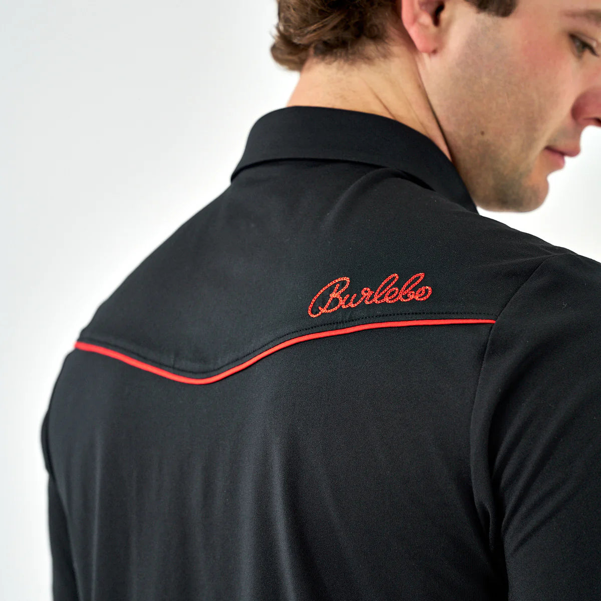 Burlebo Pearl Snap Performance Polo - Black And Red