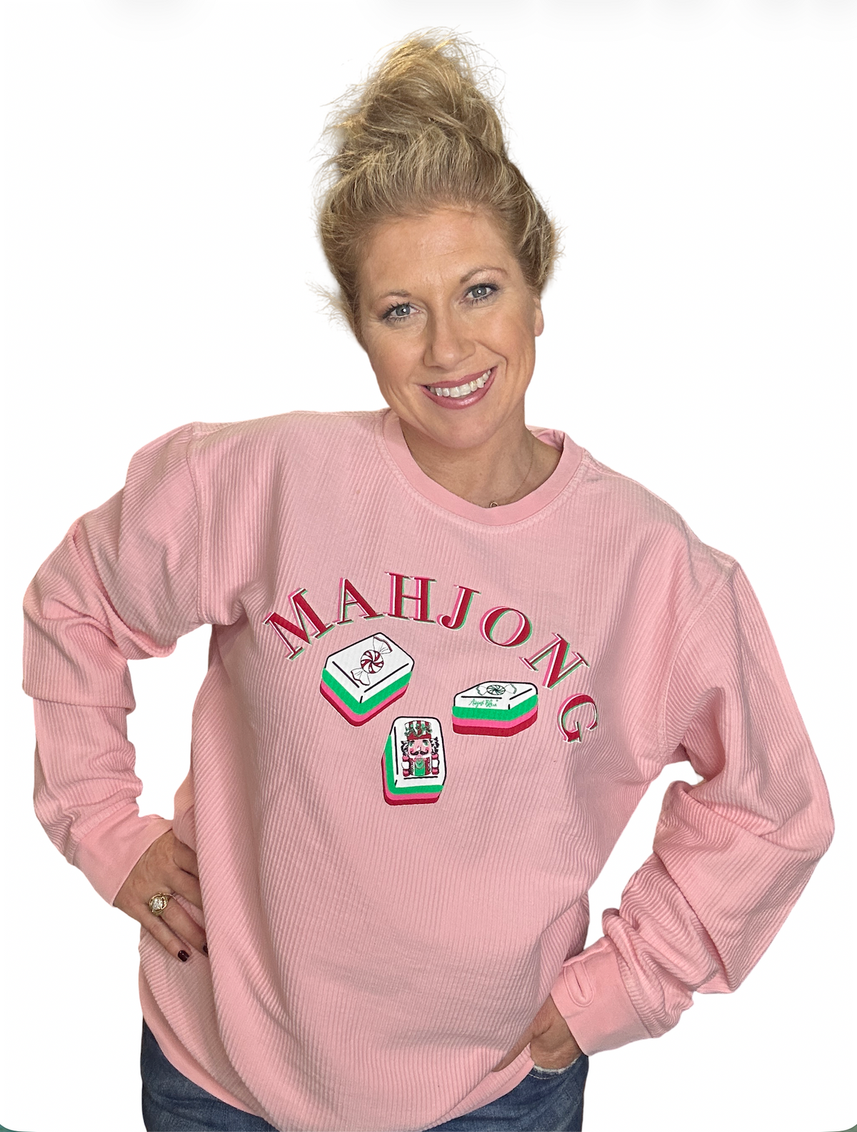 Peachy pink Mahjong Christmas tiles Cord