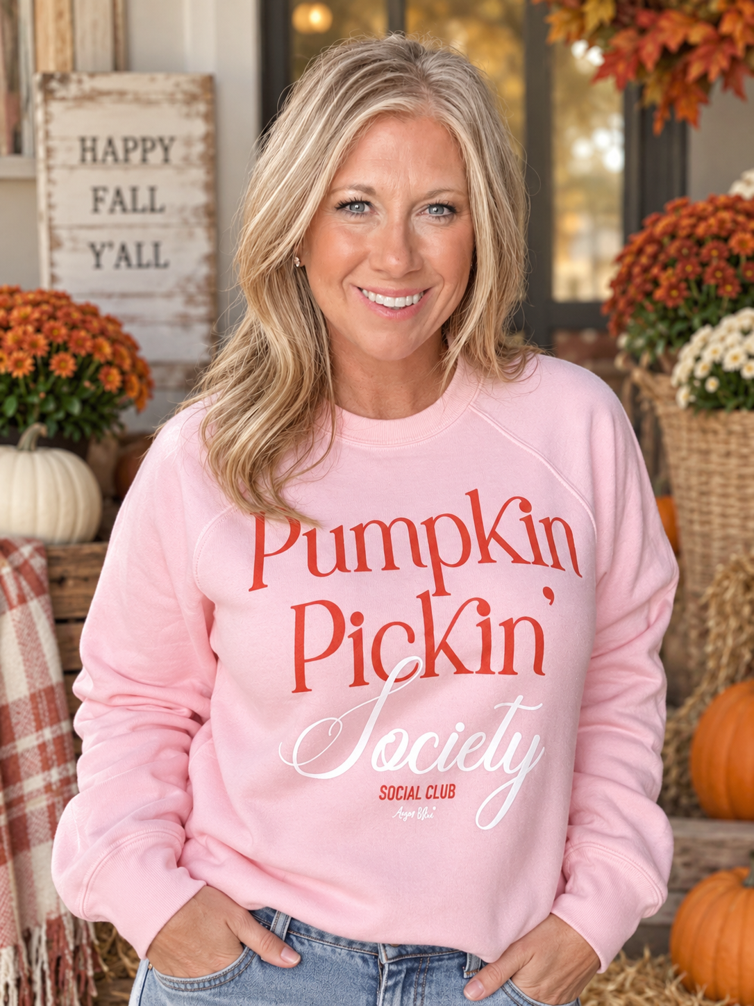 Pumpkin Pickin' Society Pink Sweatshirt
