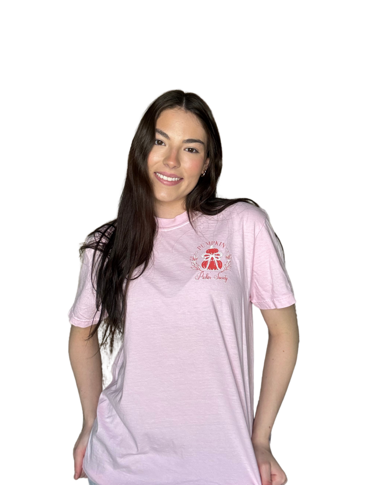 Pumpkin Pickin&#39; Society Pink Comfort Color Short Sleeve Shirt