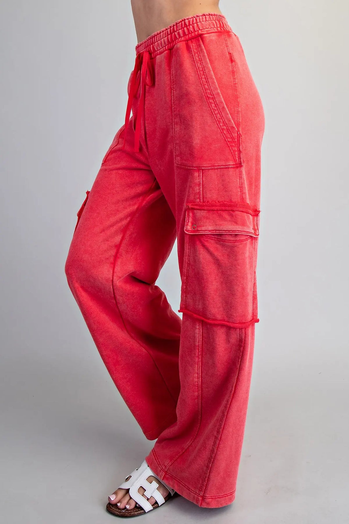 Red Snow Washed Cargo Sweatpants