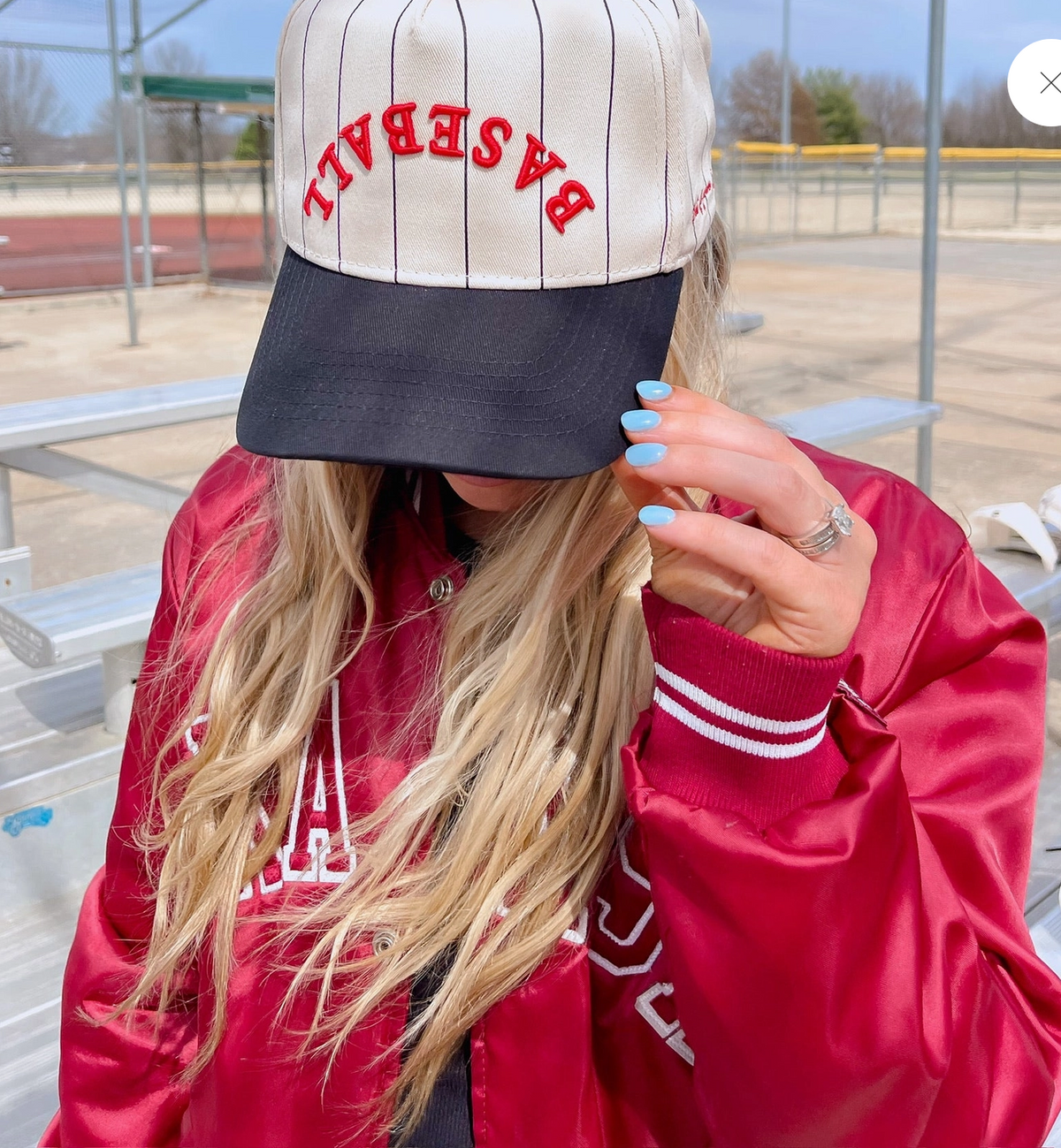 Baseball-Red On Black Stripes Vintage Cap