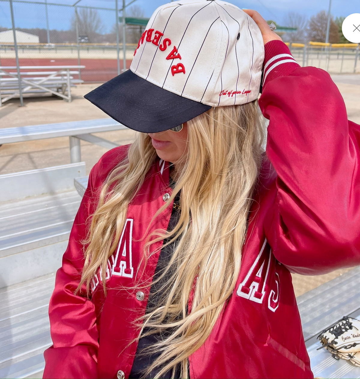 Baseball-Red On Black Stripes Vintage Cap