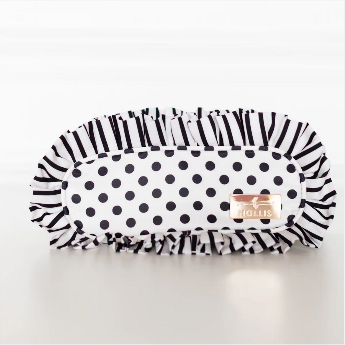 Polka Stripe Ruffle Nylon Pencil Bag Polka Dot