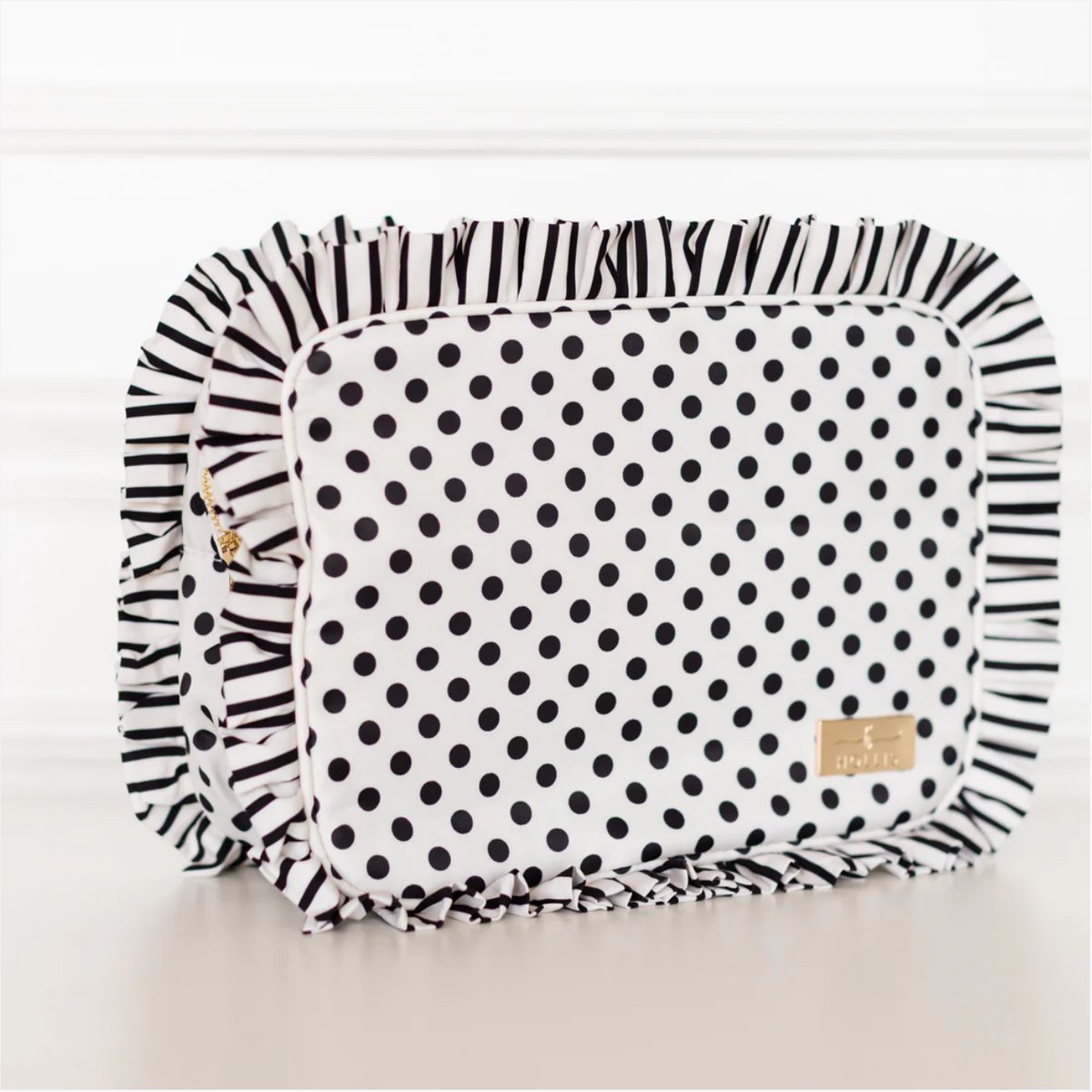 Ruffle Nylon Jet Setter Cosmetic Bag Polka Dot