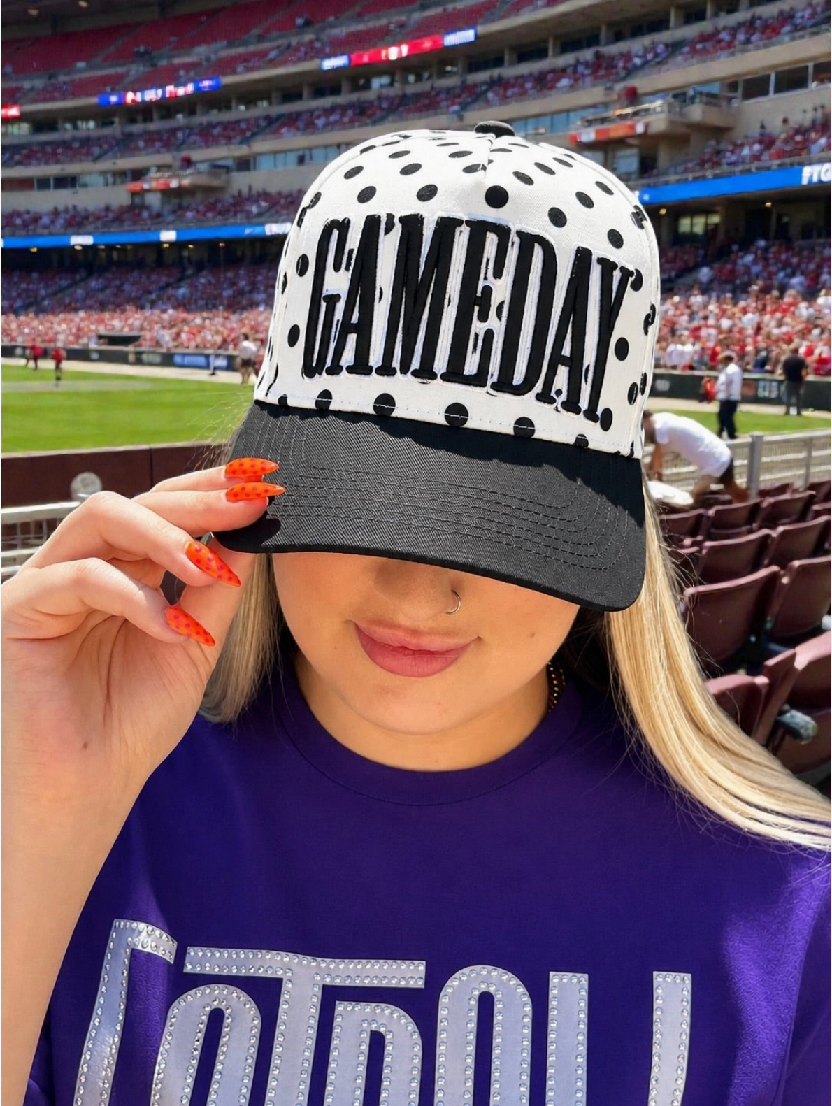 Gameday Black & White Polka dots Cap