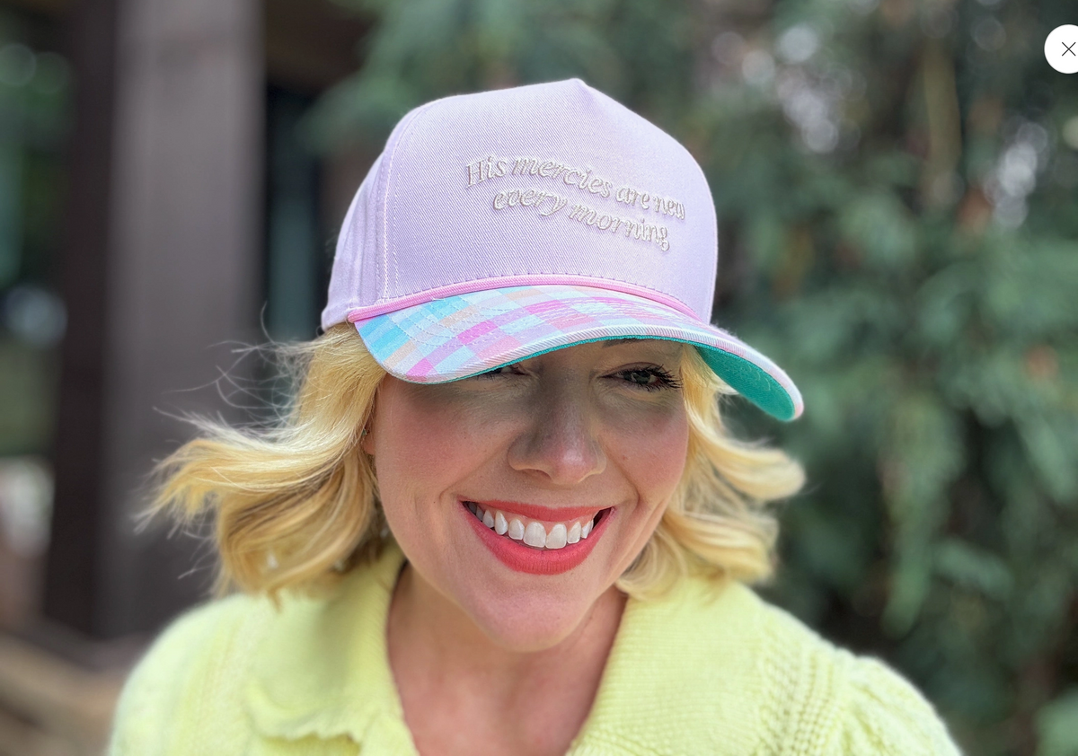 Embroidered Baseball Cap - "His Mercies..." - Lavendar