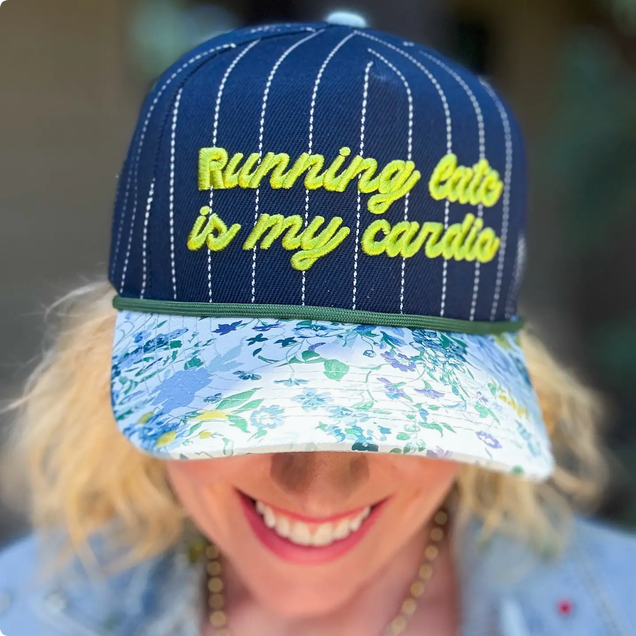 Embroidered Baseball Cap - "Running Late Is My Cardio" -Navy