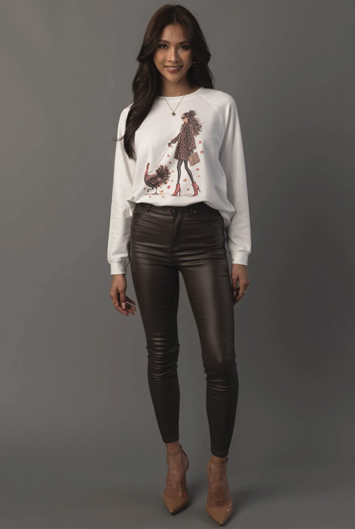 Girl Walking a Turkey Sweatshirt