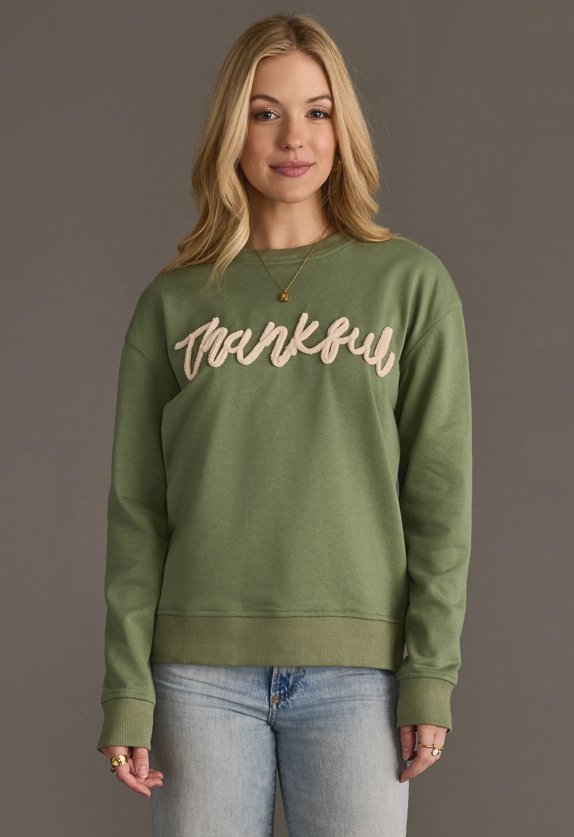 Sage Green Thankful Sweatshirt