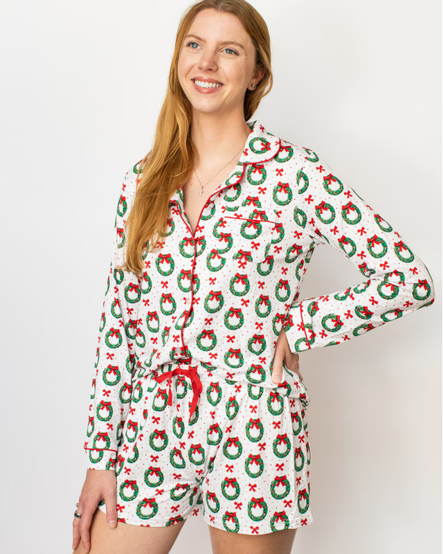 Clara Wreath Sleep Long Sleeve & Shorts pajama set