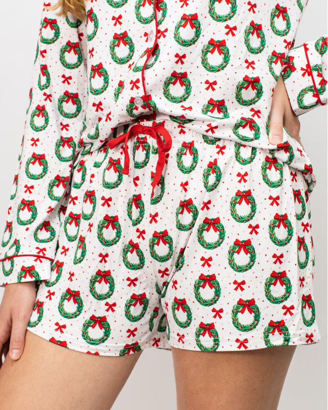 Clara Wreath Sleep Long Sleeve & Shorts pajama set