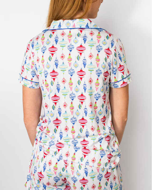 Whimsical Wonders Short Sleeve Button Up Sleep Shirt & Shorts Pajama Set