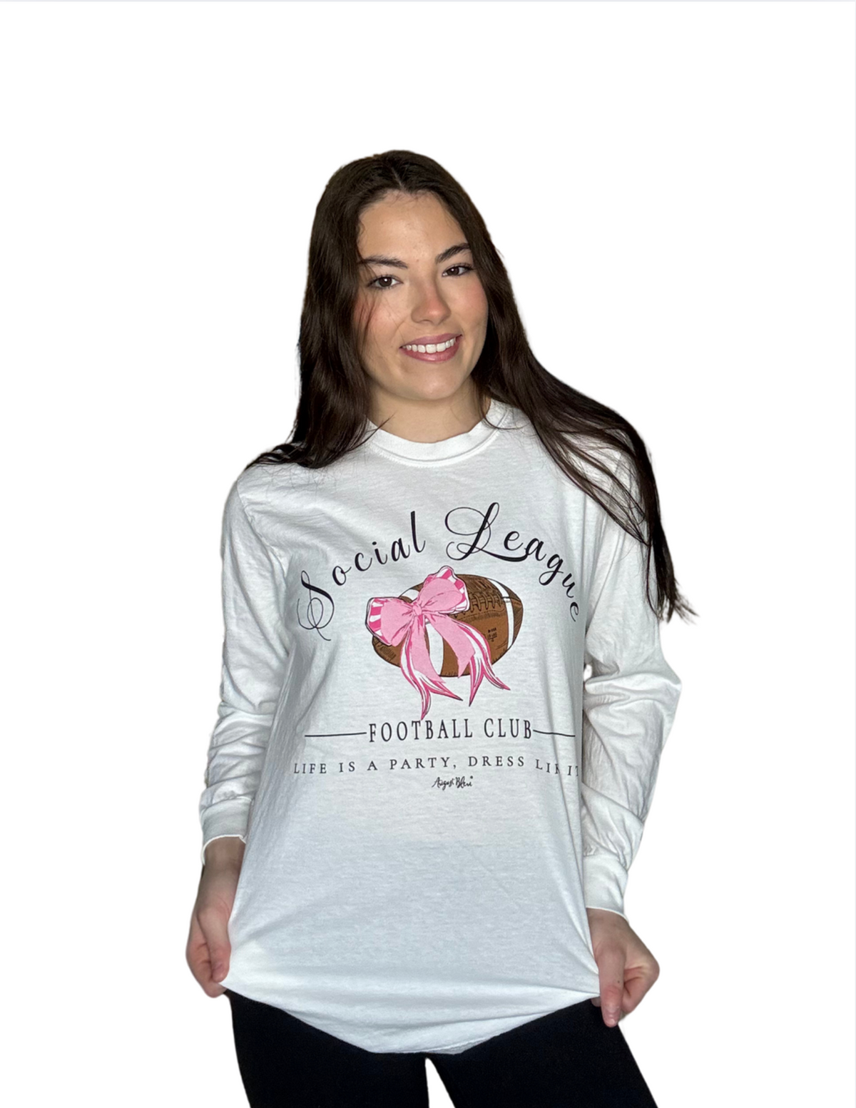 Social League Football Club White Comfort Color Long Sleeve Tee
