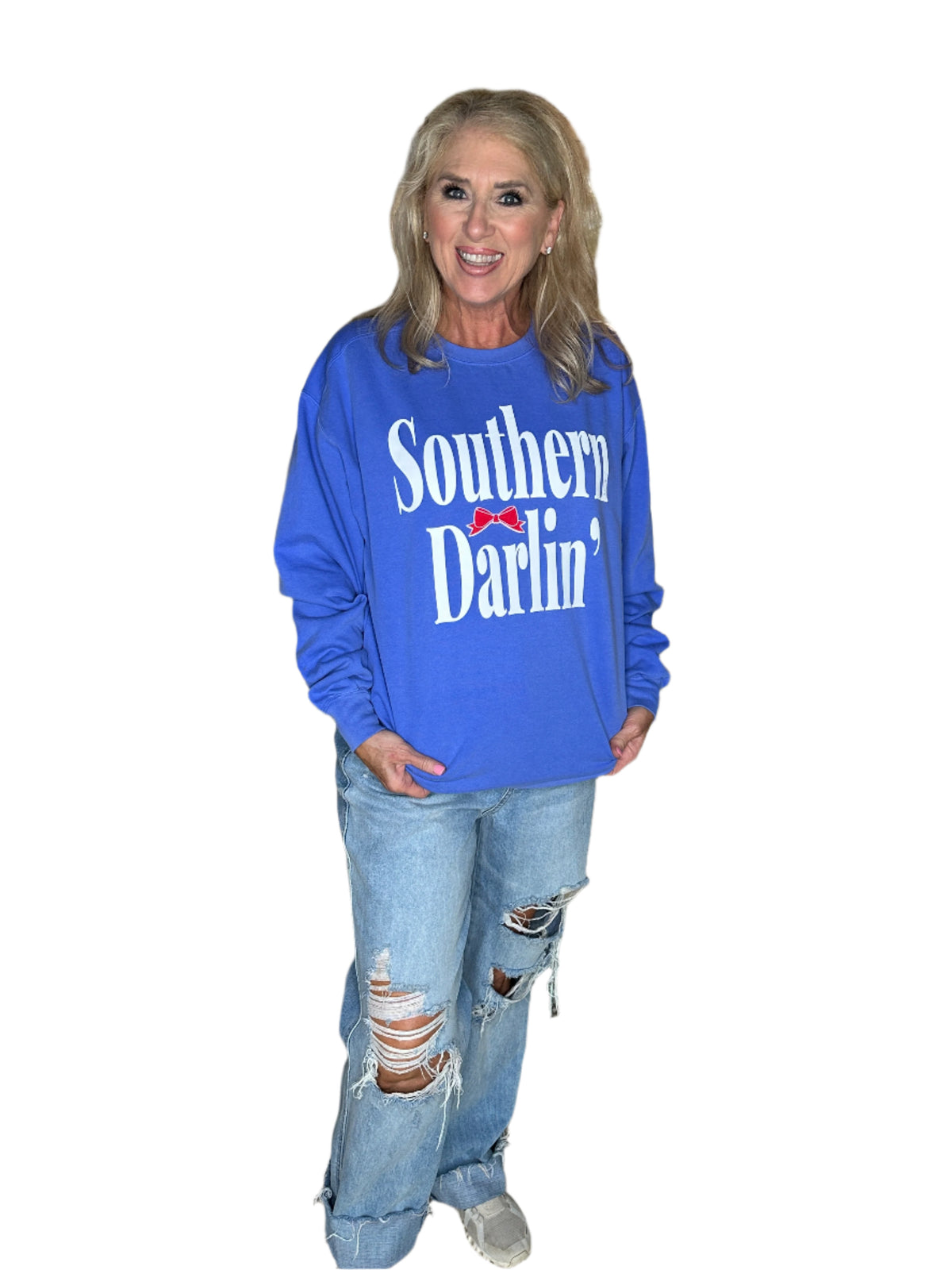 Southern Darlin&#39; Flo Blue Comfort Color Sweatshirt