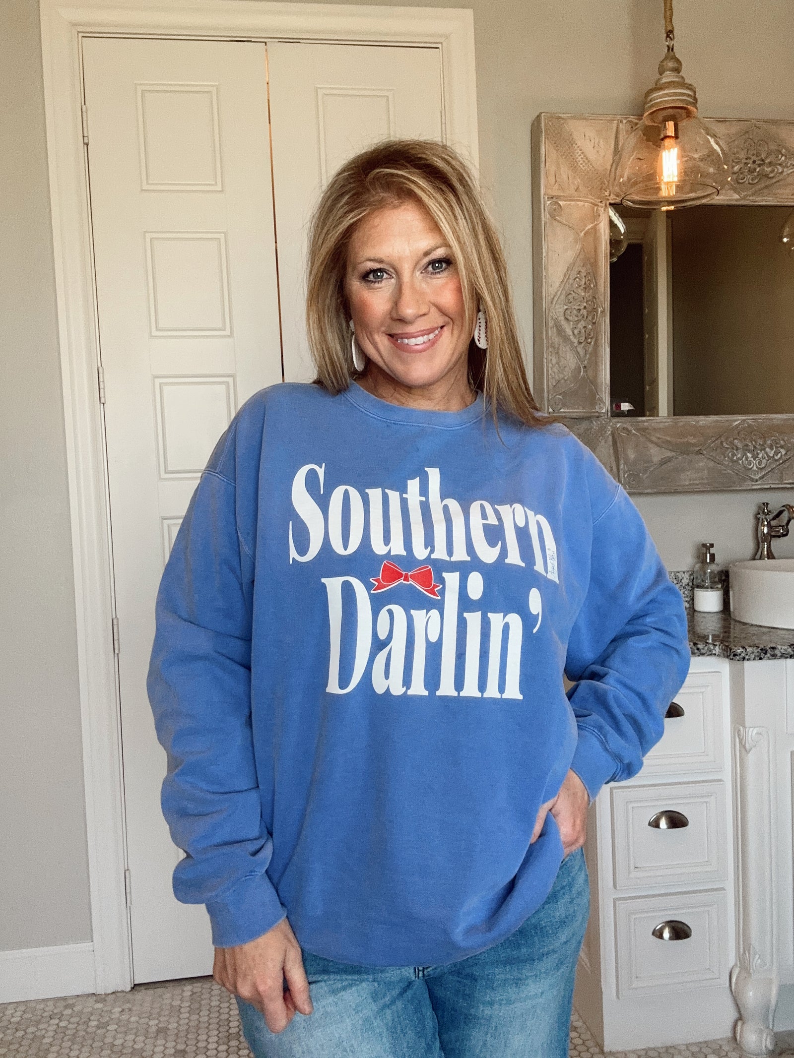 Southern Darlin' Flo Blue Comfort Color Sweatshirt