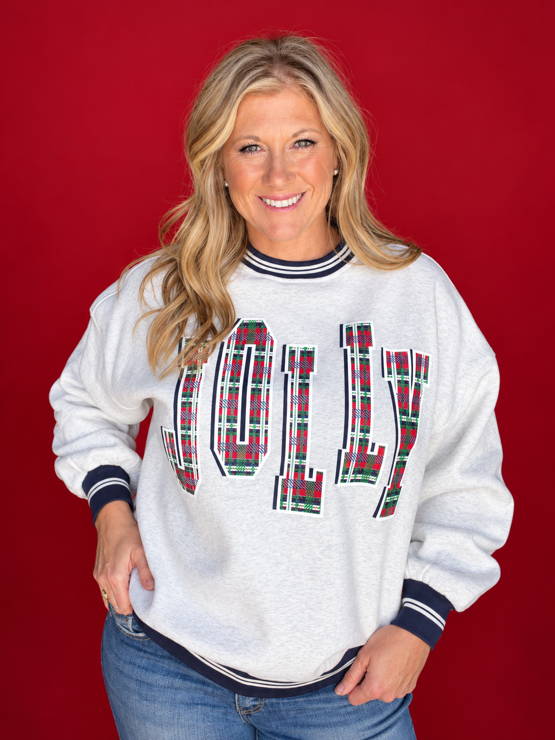 Preppy Sweatshirt Plaid Jolly