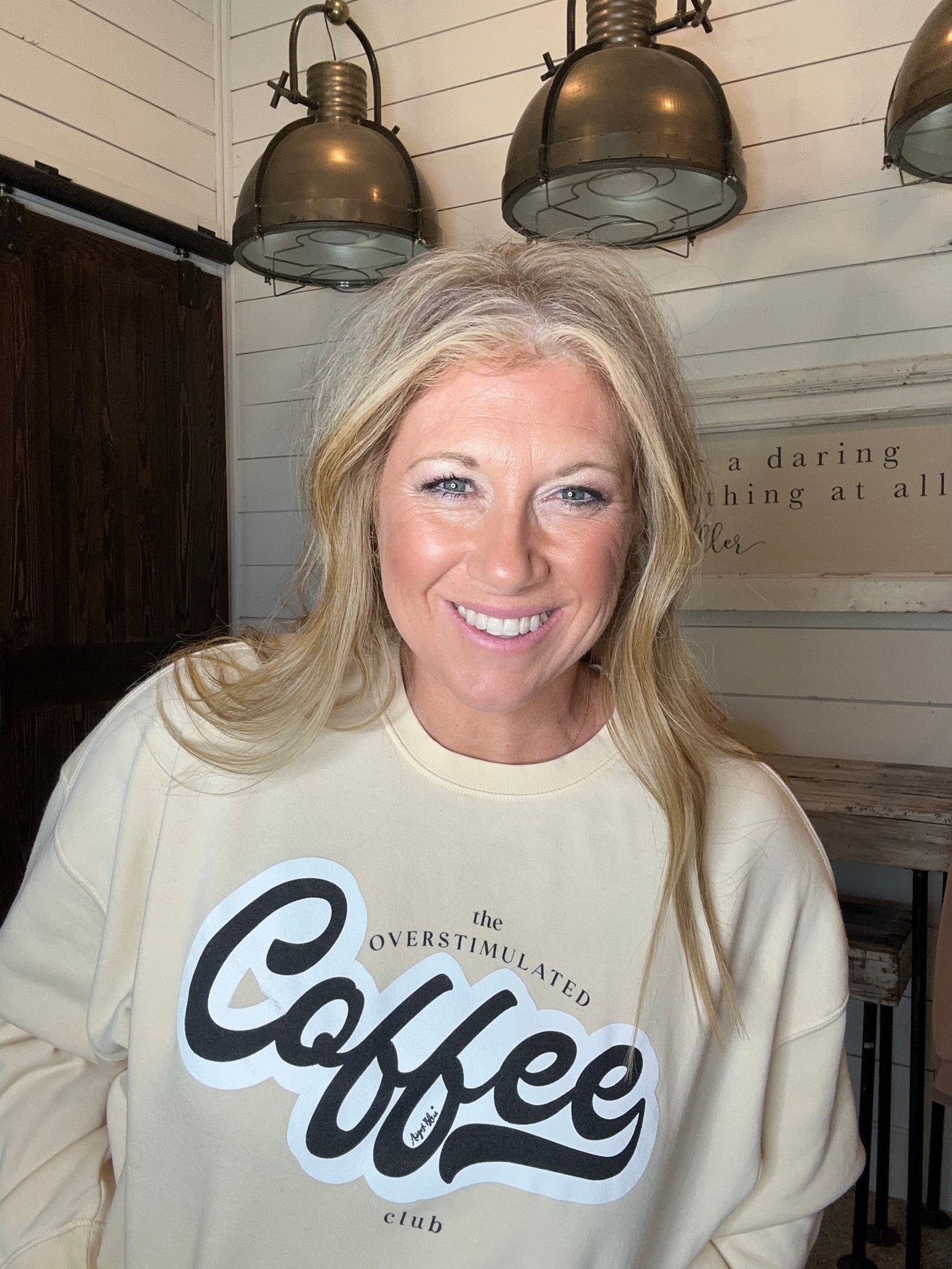 The Overstimulated Coffee Club Creamy off white-  Sweatshirt