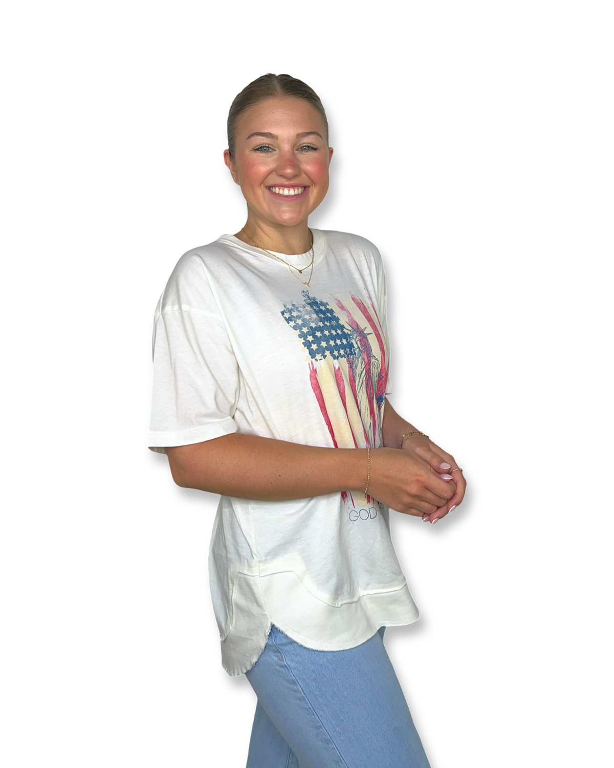 Vintage Flag Belgian Cream High Low Tee