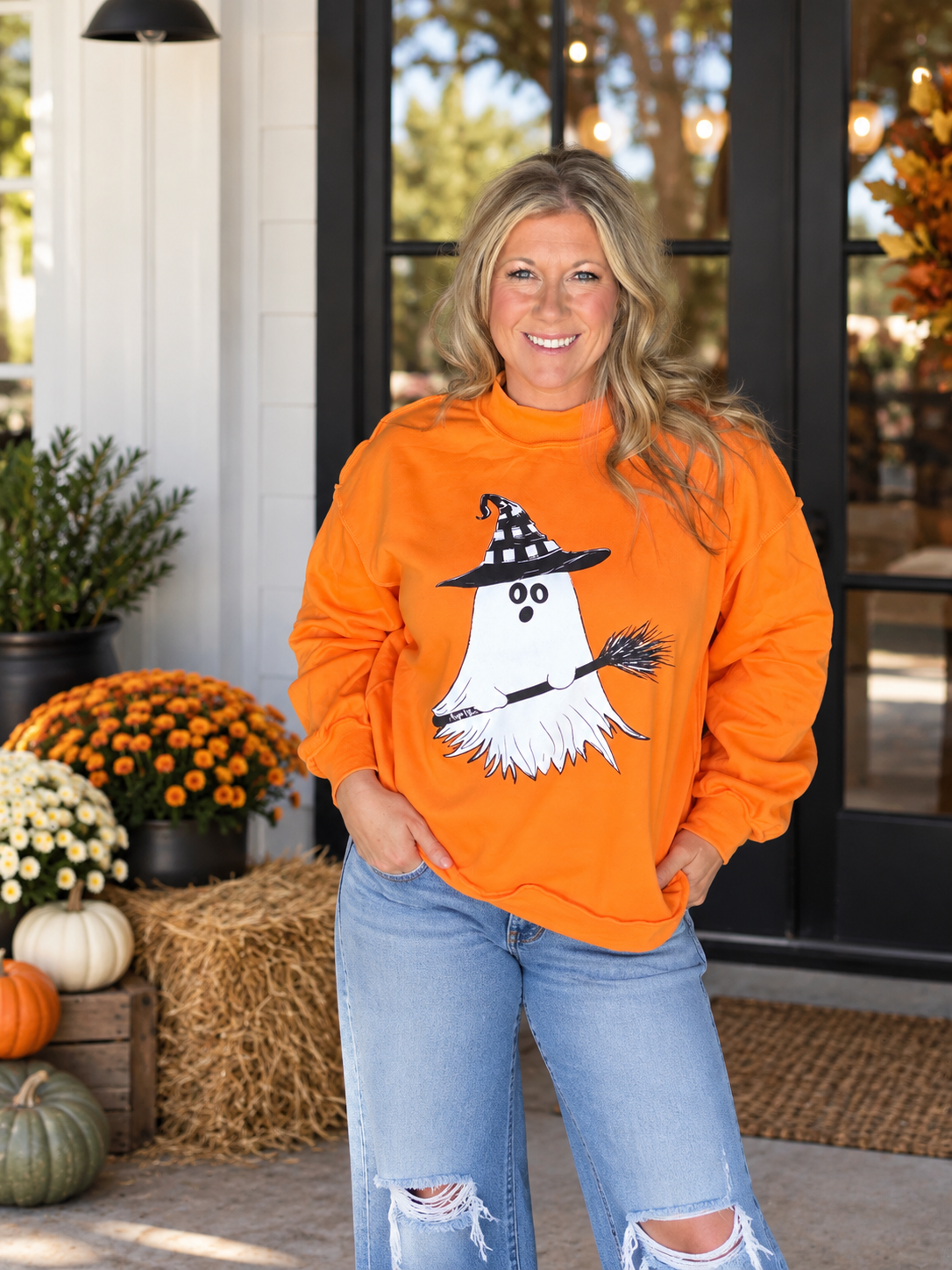 Witchy Li'l Boo  Mock Neck Sweatshirt