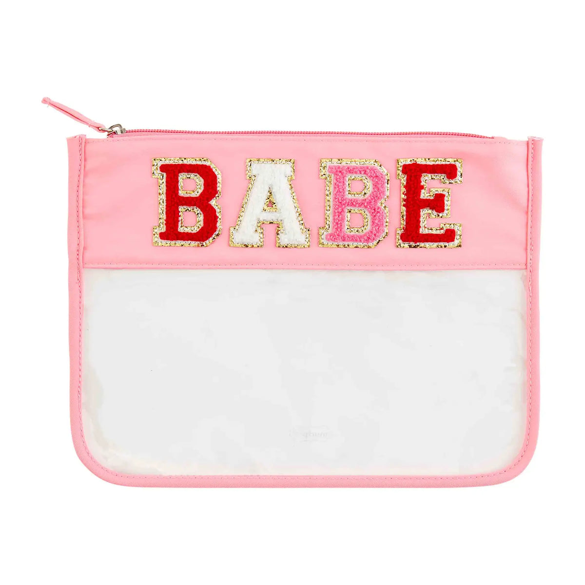 Mudpie Clear Zipper Bag with Chenille Patch Letters (small)