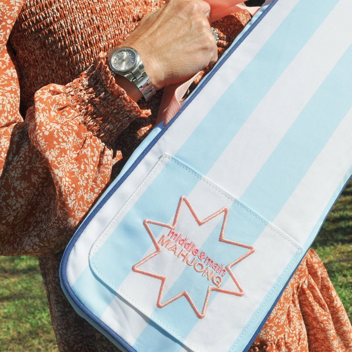 Mahjong Rack Bag blue and white