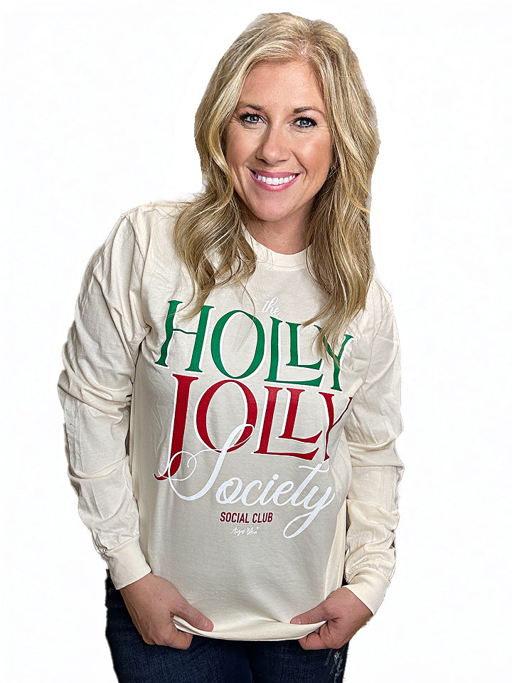 The Holly Jolly Society Natural Comfort Color Long Sleeve