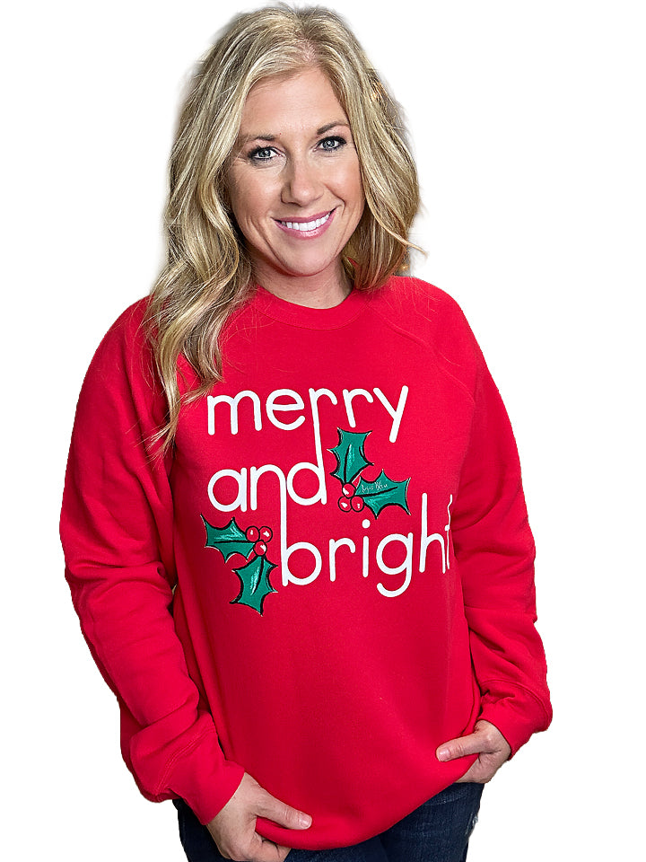 Merry & Bright  Holly Berry Sweatshirt