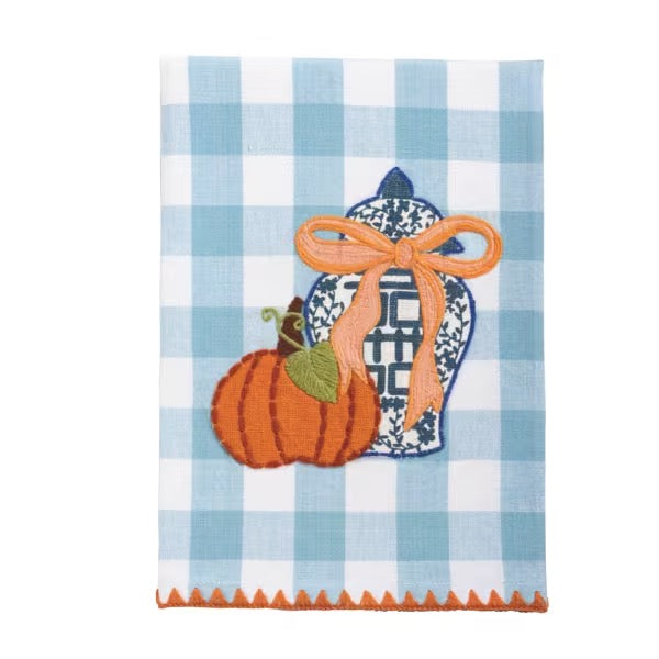 MUD PIE Gingham Applique Topiary Towel