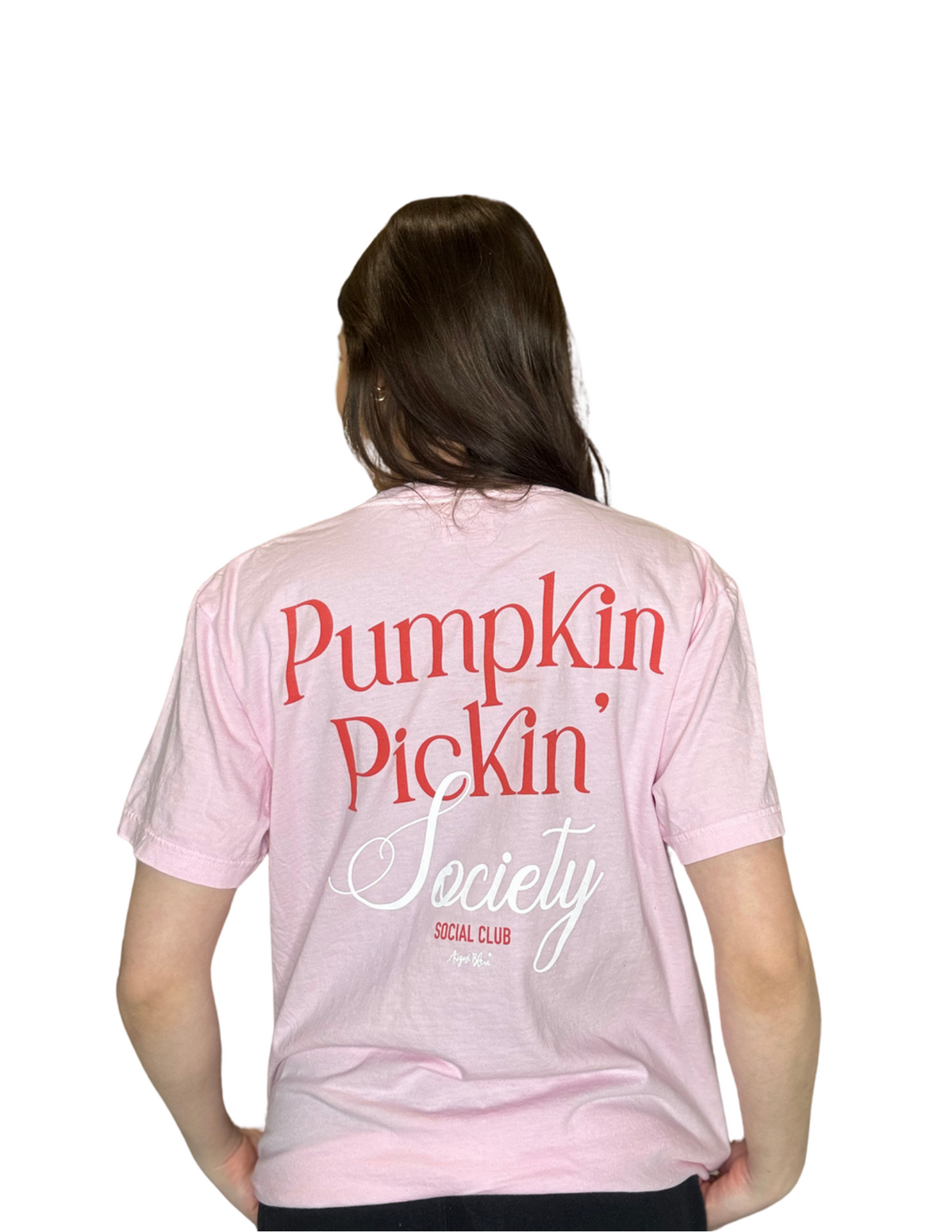 Pumpkin Pickin&#39; Society Pink Comfort Color Short Sleeve Shirt