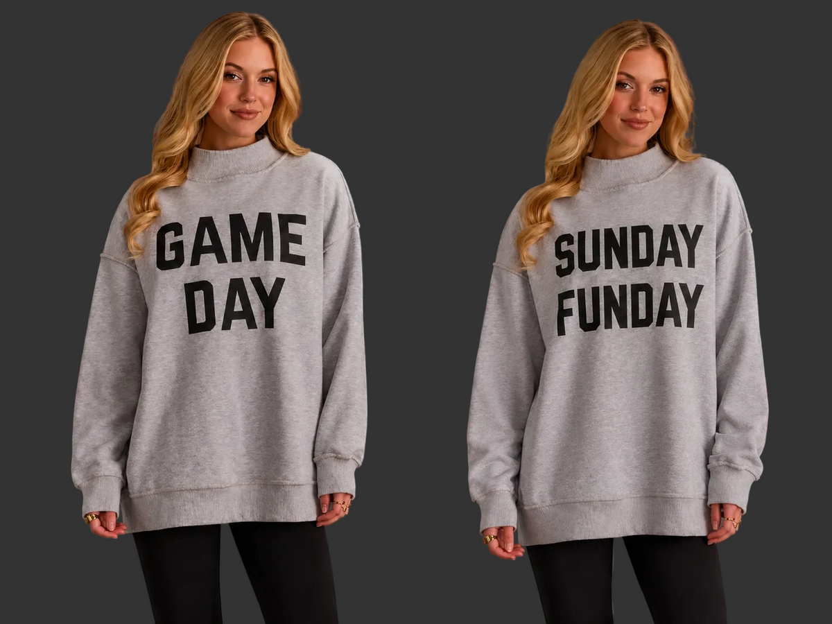 Lt. Gray Game Day & Sunday Funday Reversible Sweatshirt
