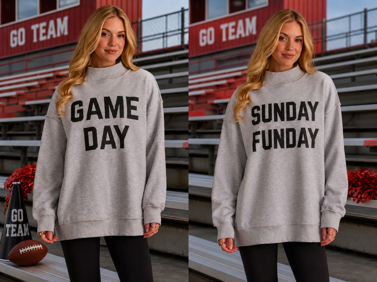 Lt. Gray Game Day & Sunday Funday Reversible Sweatshirt