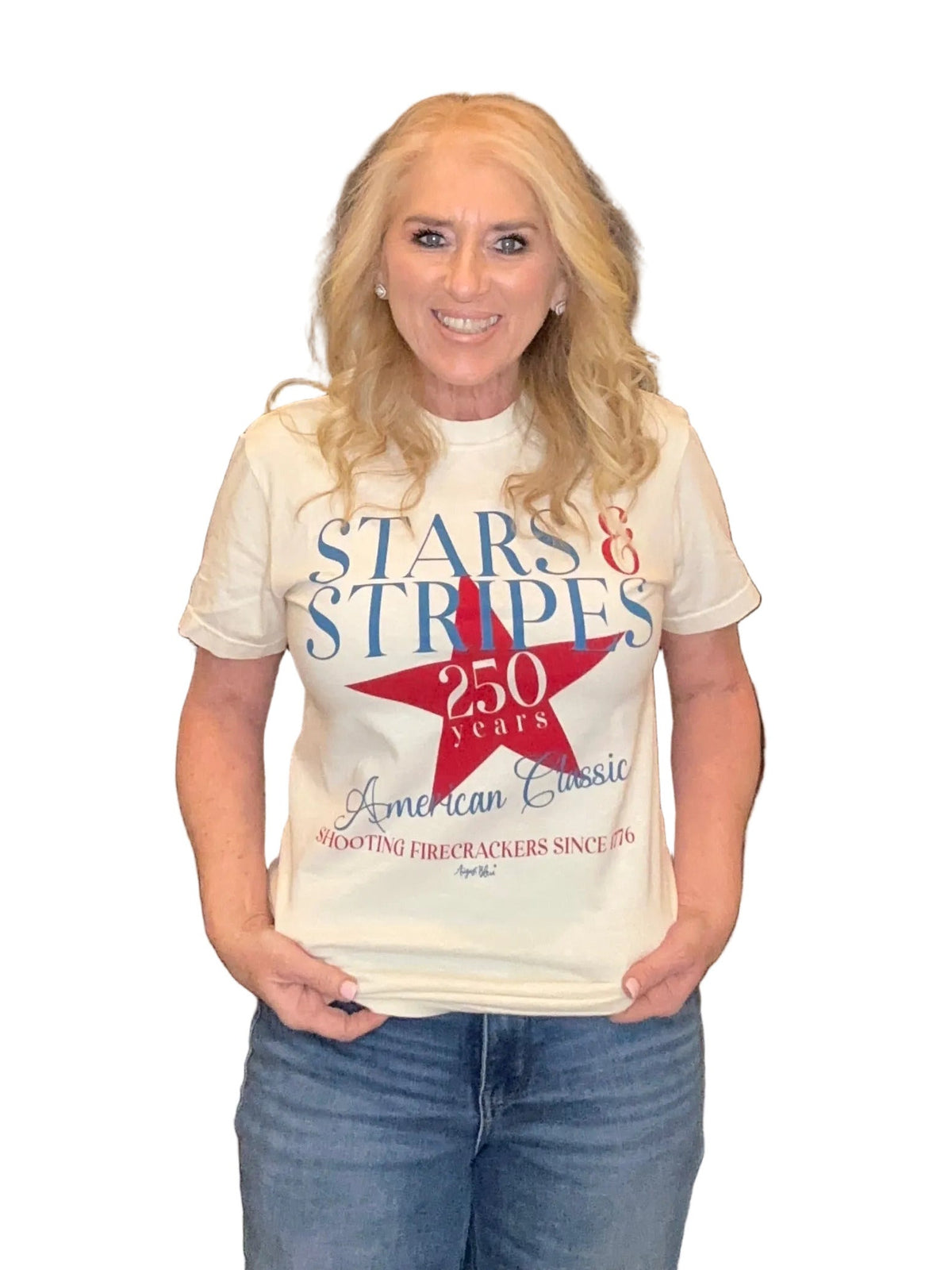 Stars & stripes ivory ss tee
