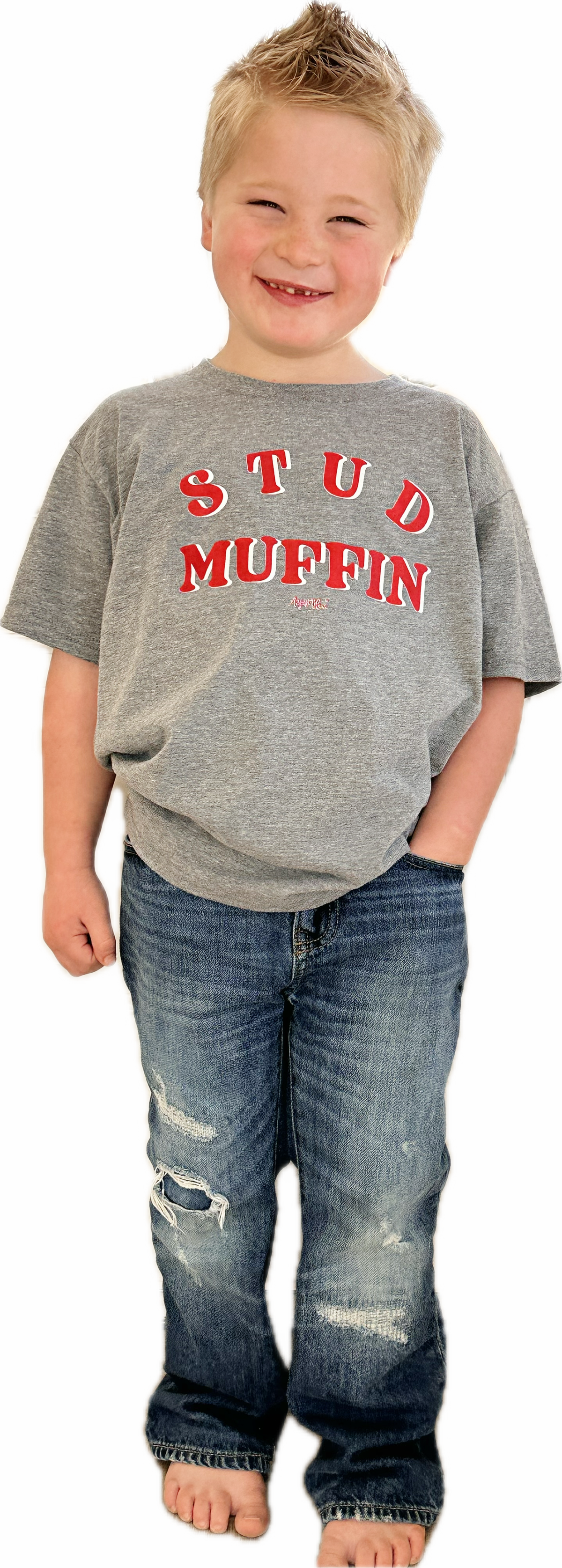 Stud muffin kids grey tee