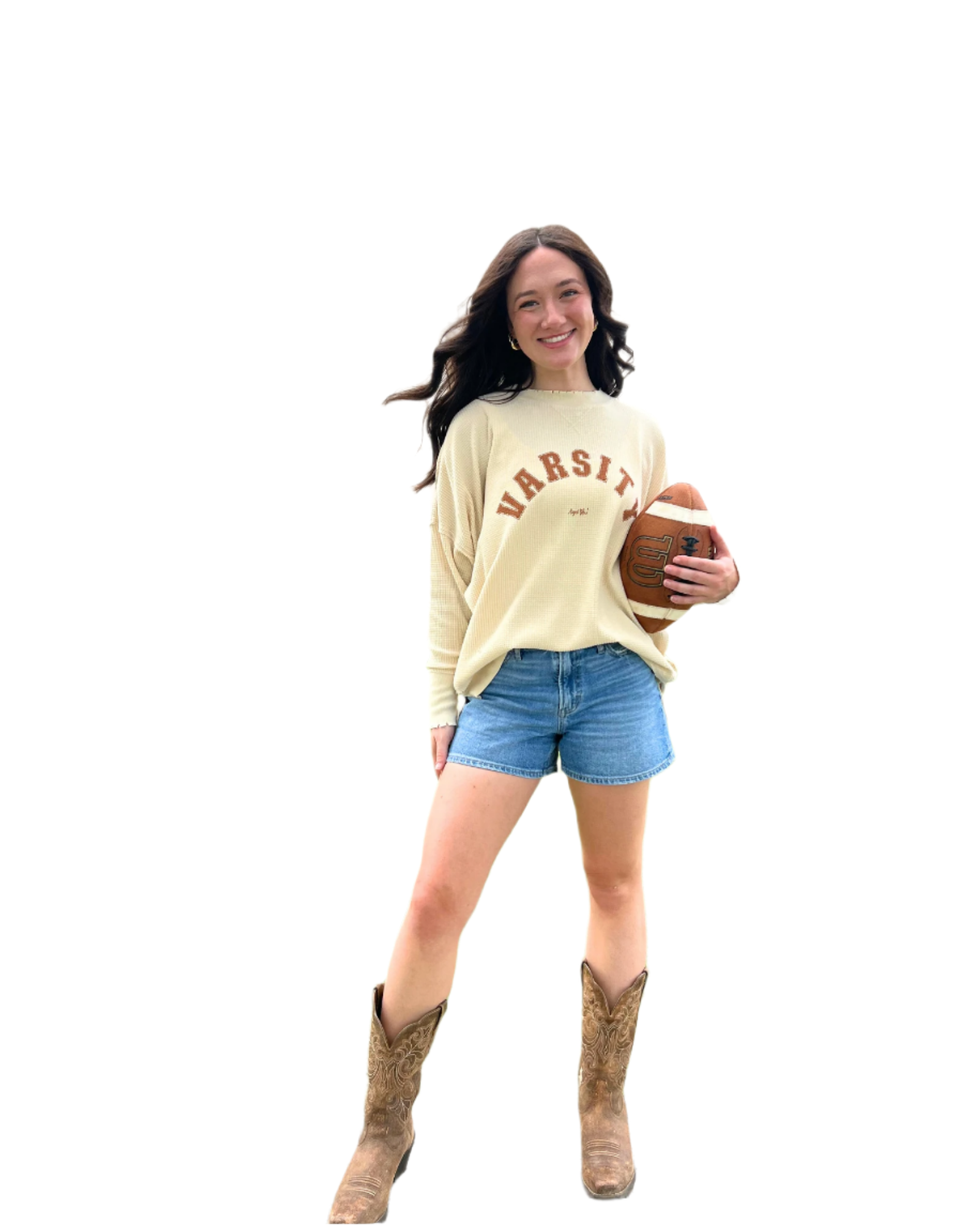 Varsity Brown Long Sleeve Waffle