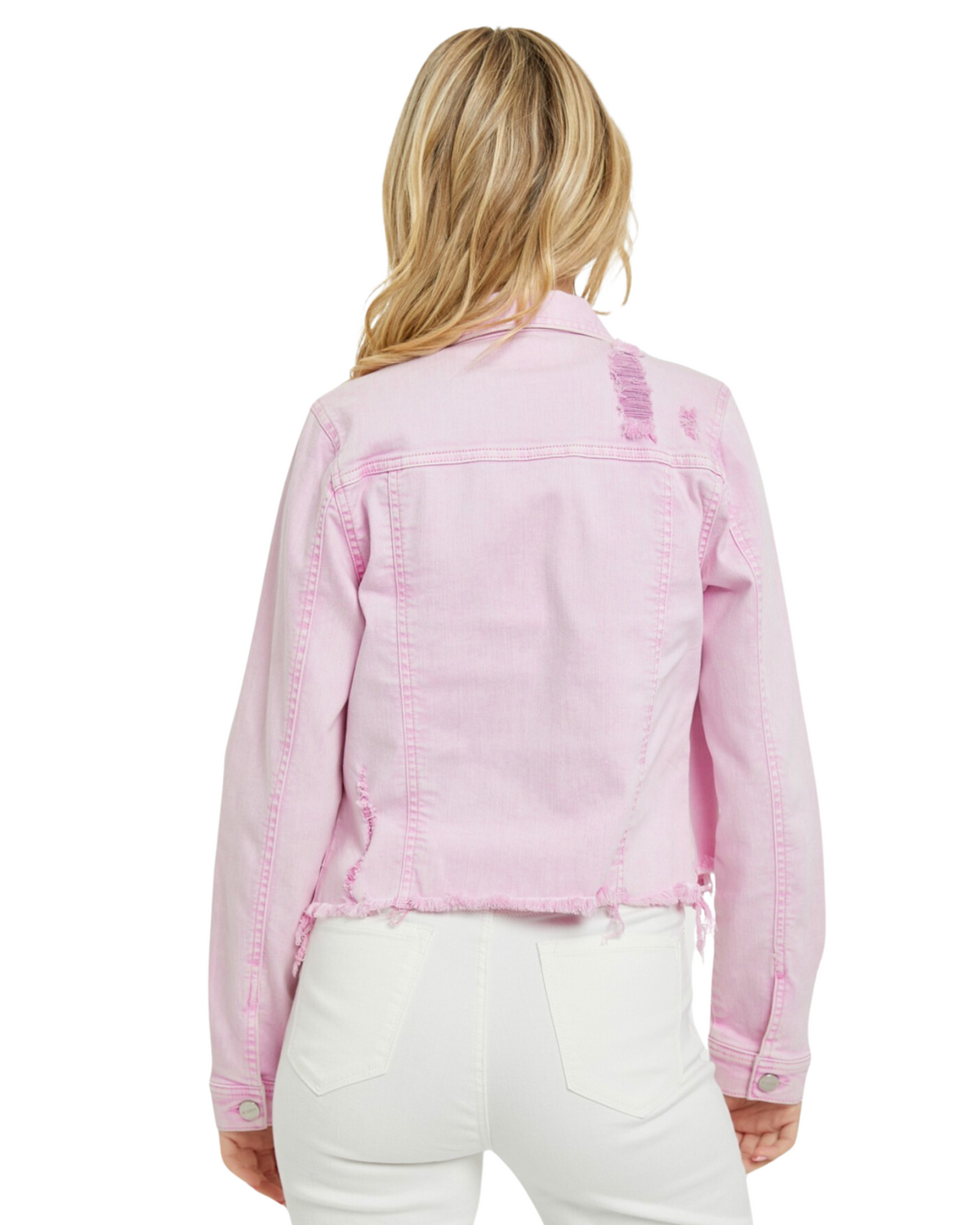 Fray Hemed Acid Pink Jean Jacket