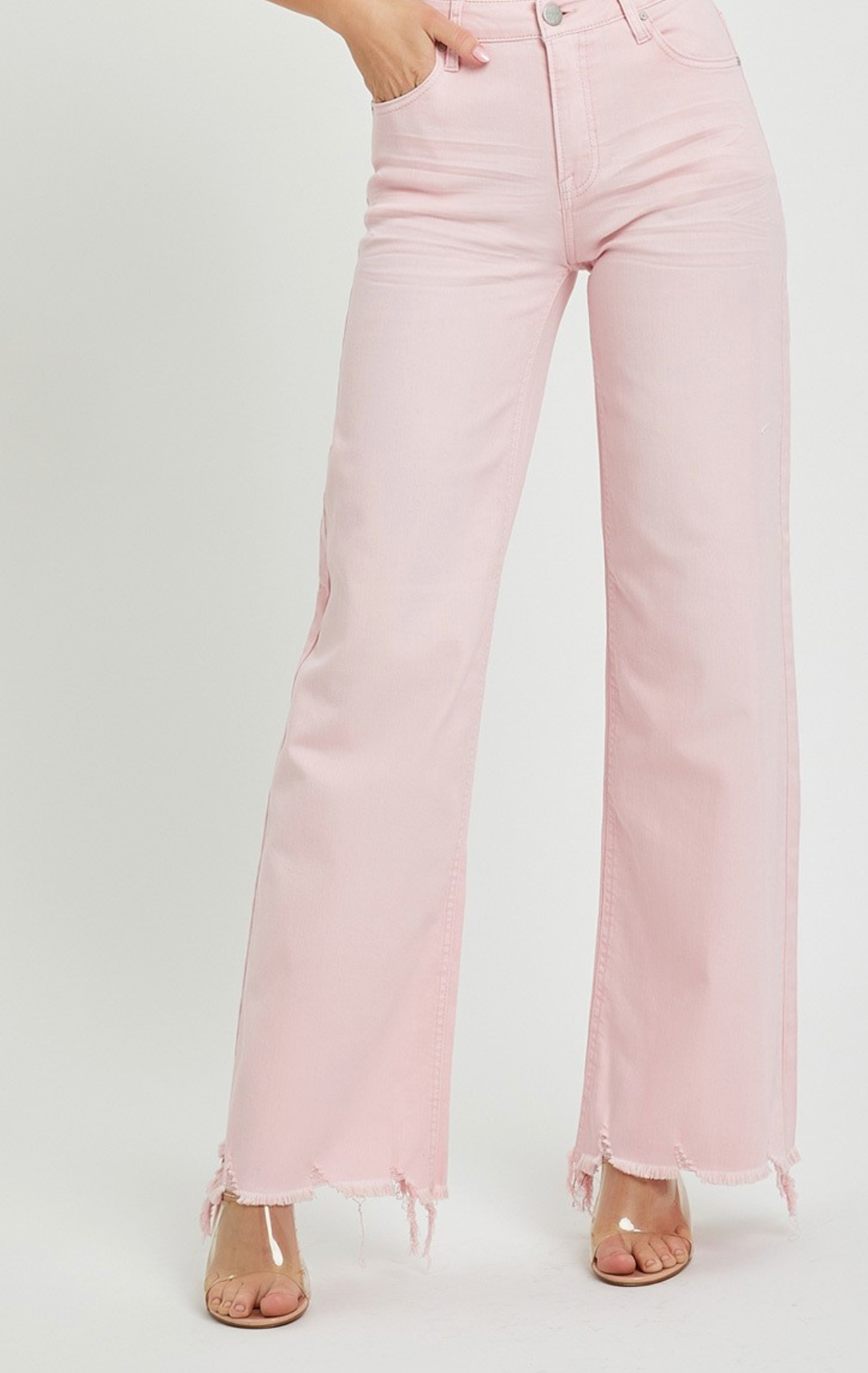 Light Pink High Rise Wide Jeans