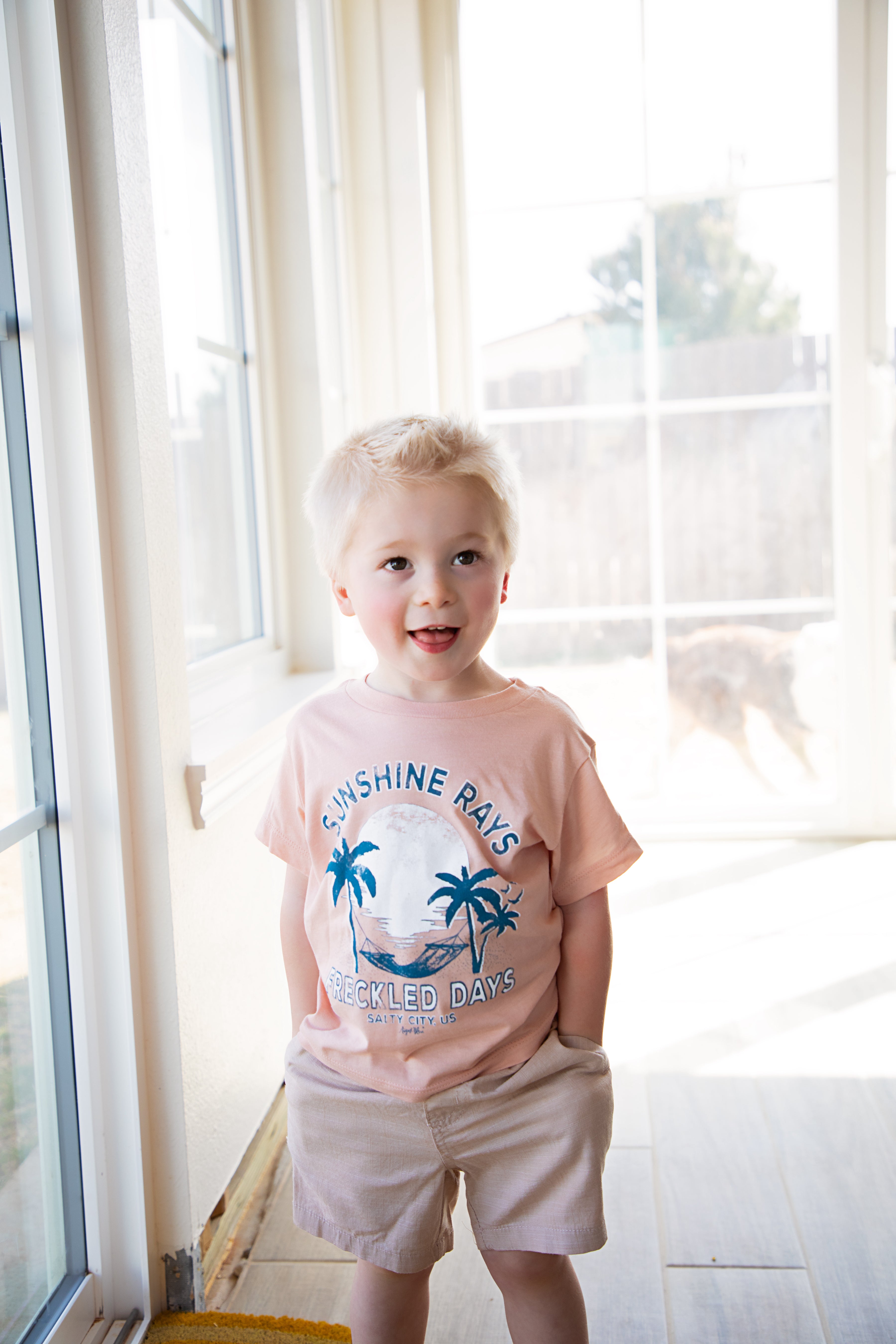 Kids Sunshine Rays Freckled Days Peach Tee