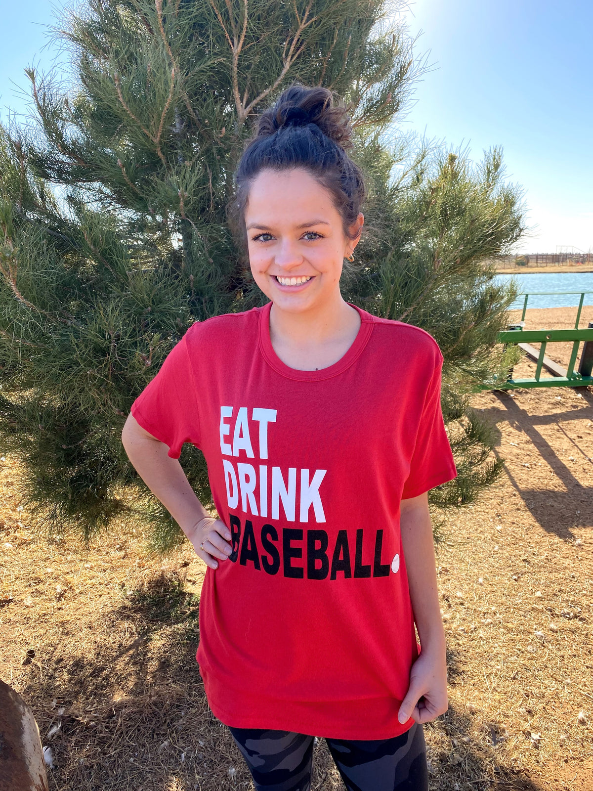 eat drink baseball red tee