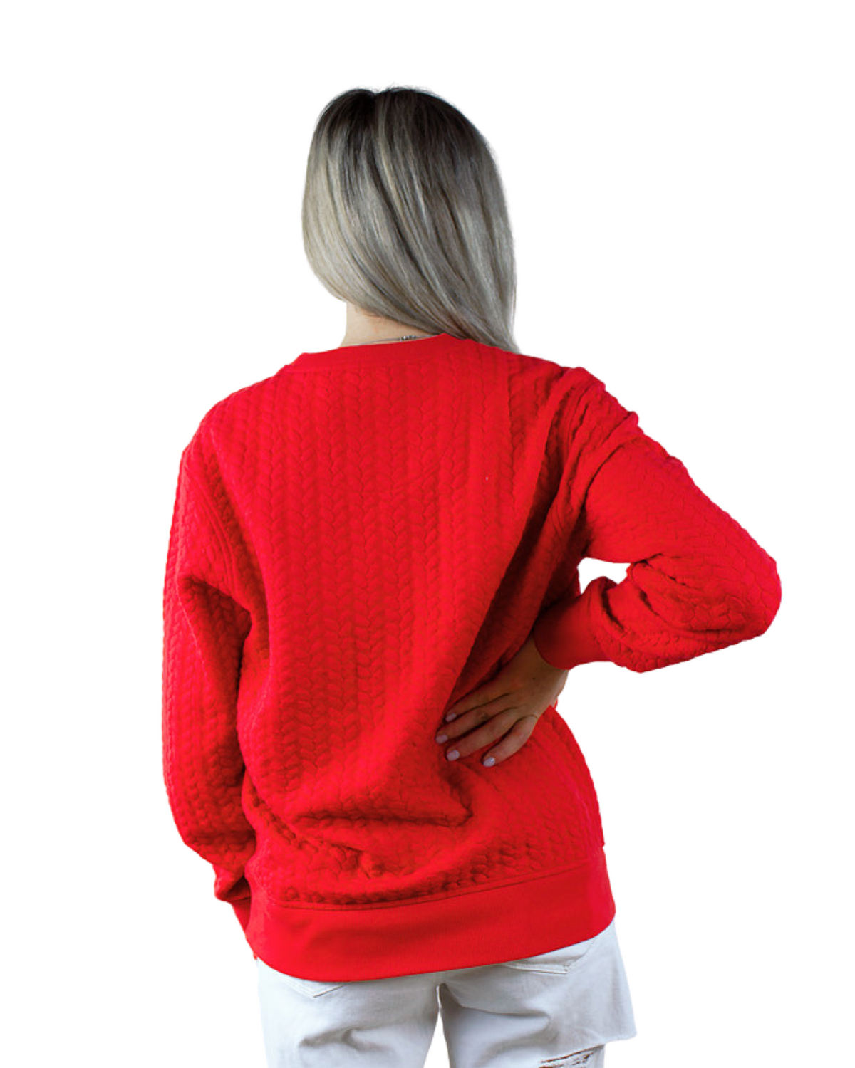 Merry Christmas Red Cableknit Pullover