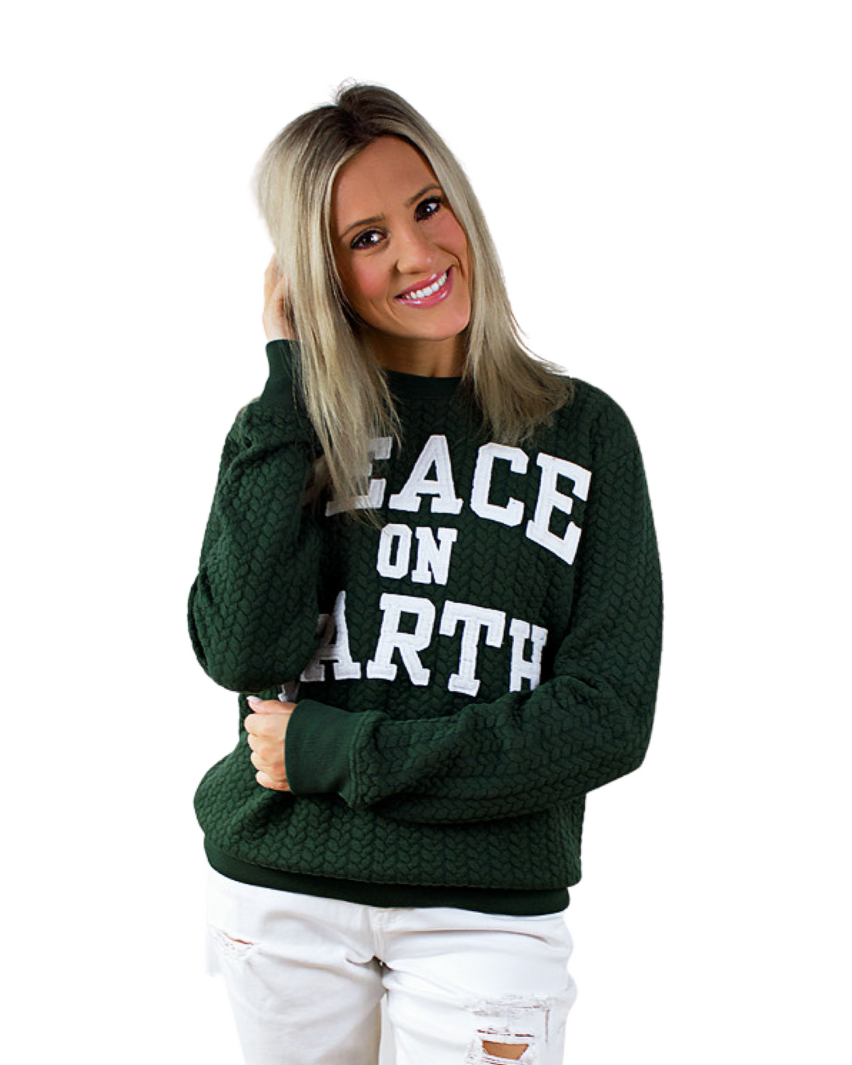 Peace on Earth Cableknit Pullover