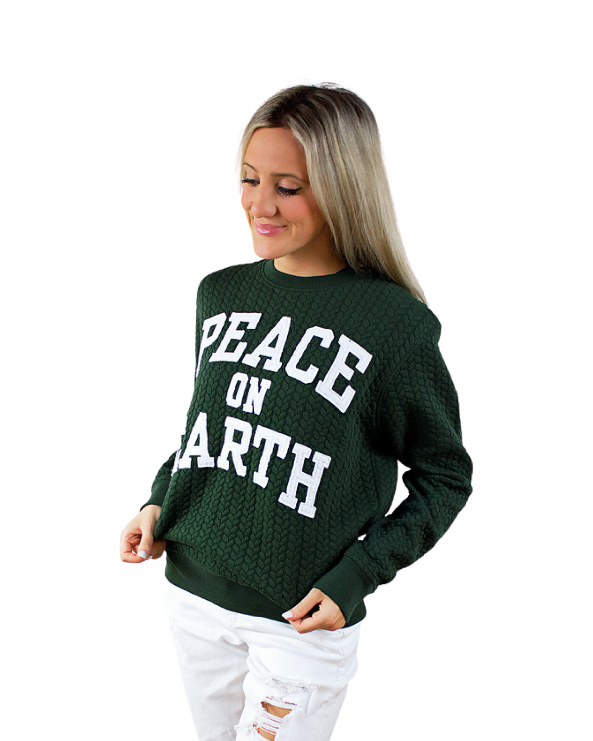 Peace on Earth Cableknit Pullover